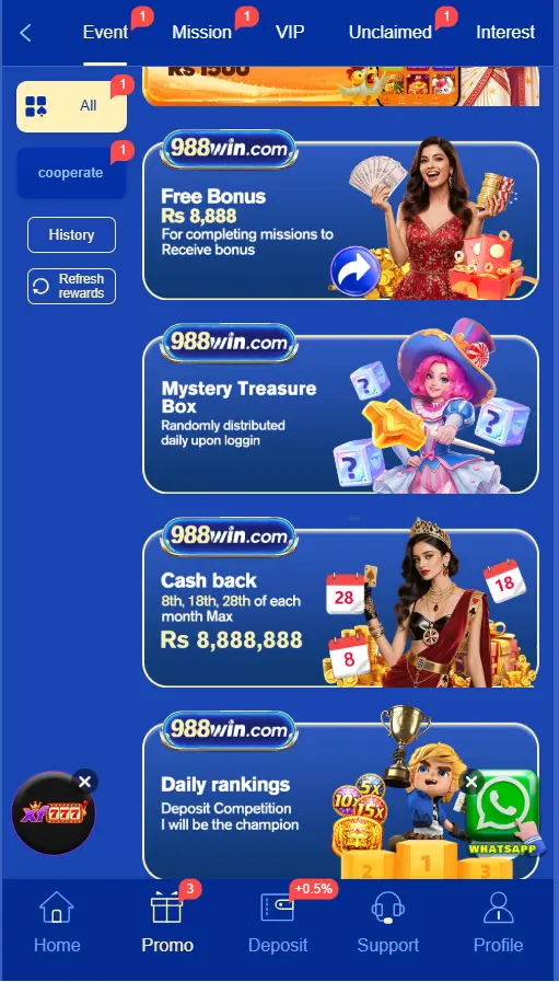 988win bonuses